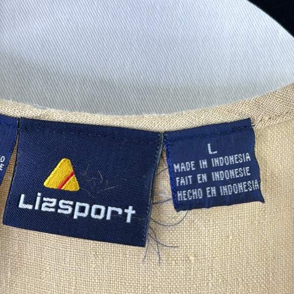 Vintage Lizsport Linen Blend Cream Boxy Ribbed Button Down Vest - Picture 3 of 8